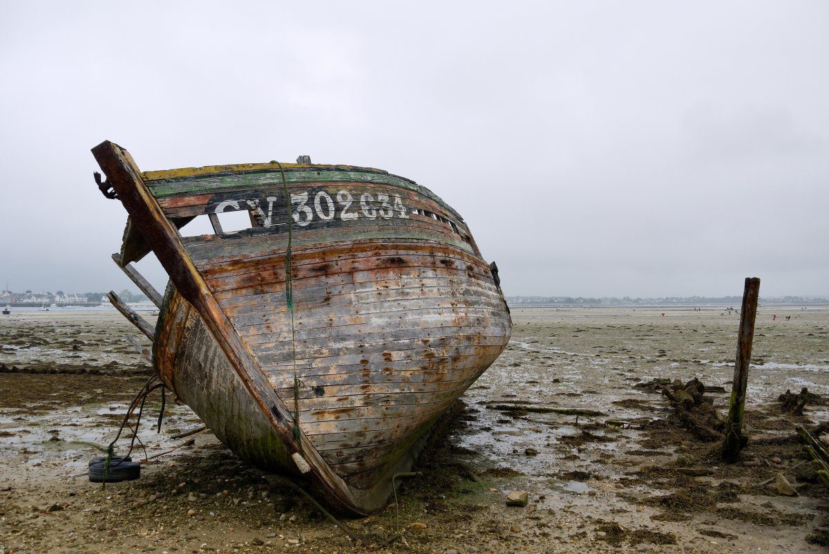 Trawler wreck near Gavres, Brittany.