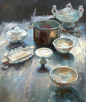 Theo Wolfs - Stilleven met koperen pot