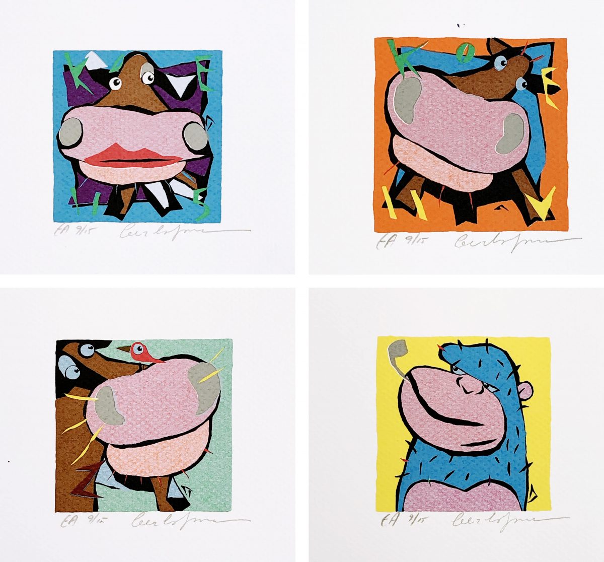 Drie koeien plus aap (creatief doosje)