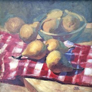 Janey Robertson - Pears on checkcloth