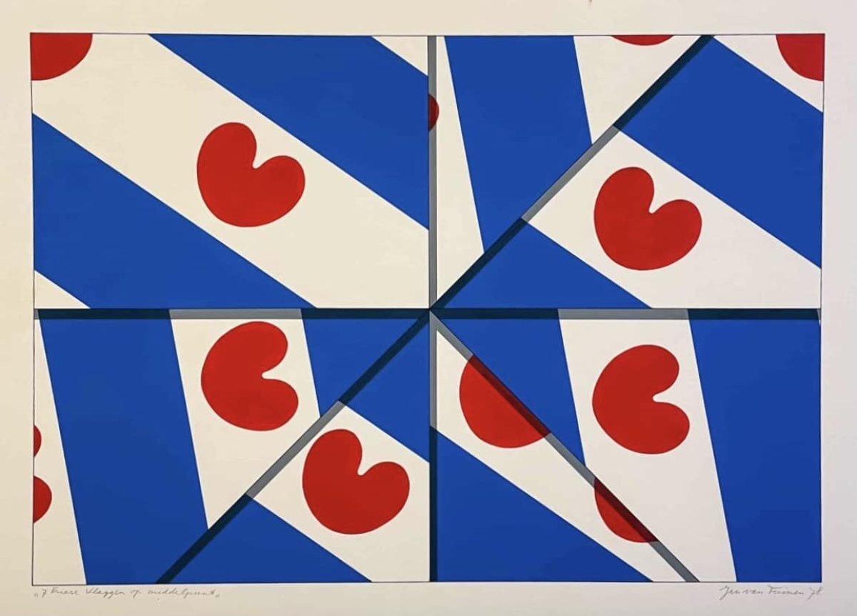7 Friese vlaggen op middelpunt