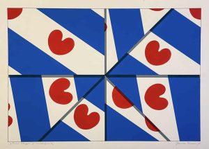 Jan van Tuinen - 7 Friese vlaggen op middelpunt