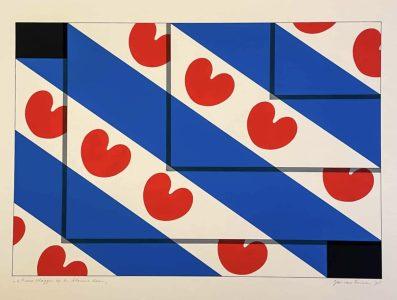 Jan van Tuinen - 4 Friese vlaggen op de blauwe baan
