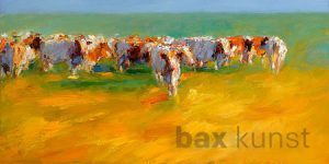 Dinie Boogaart - Rode koeien in laat zomerlicht