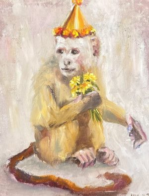 Hinke Veenstra - Aap met bloemen