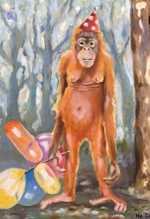 Hinke Veenstra - Orang Oetan met ballonnen
