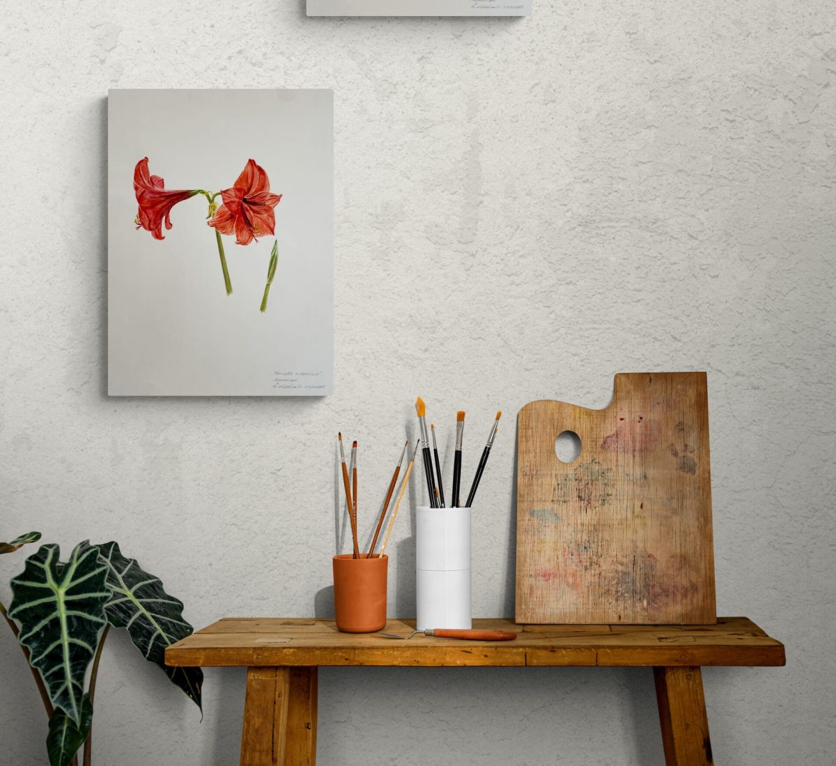 “Compositie” Olieverf in warme kleuren