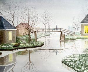 Louis van Gorkom - Bartlehiem, het friese Bethlehem op een kille winterochtend