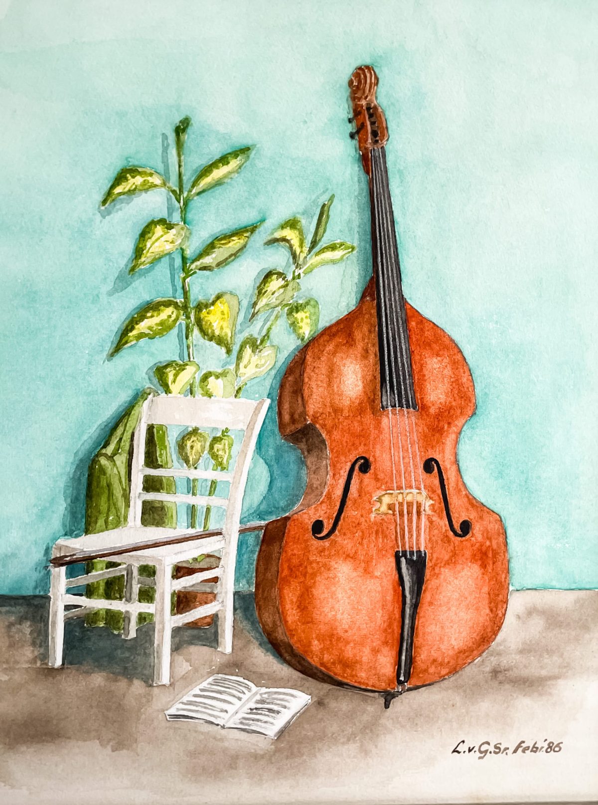 Stilleven Cello en stoel II