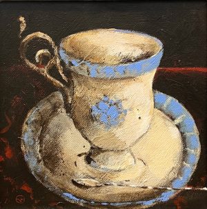Evert van Hemert - Koffiekop blauw oor links