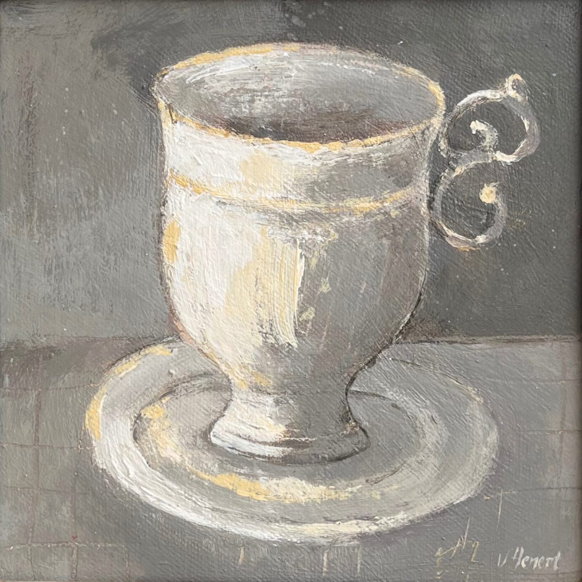 Koffiekop wit met grijze achtergrond