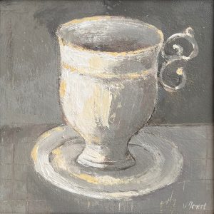 Evert van Hemert - Koffiekop wit met grijze achtergrond