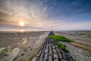 Thomas van der Laan - Strekdam met voetsporen | Op het Wad