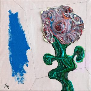 Jaap Hoeksema - Blomke yn romte mei blauwe wand
