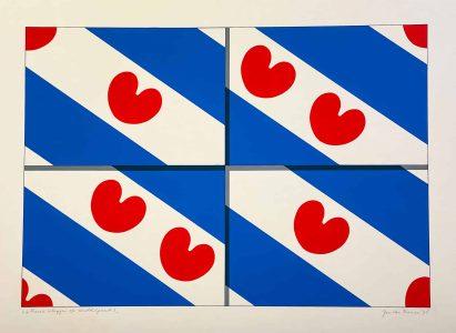 Jan van Tuinen - 4 Friese vlaggen op middelpunt I