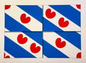 Jan van Tuinen - 4 Friese vlaggen op middelpunt I