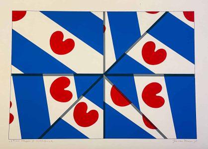 Jan van Tuinen - 7 Friese vlaggen op middelpunt