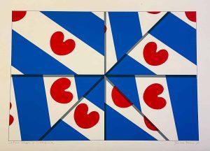 Jan van Tuinen - 7 Friese vlaggen op middelpunt