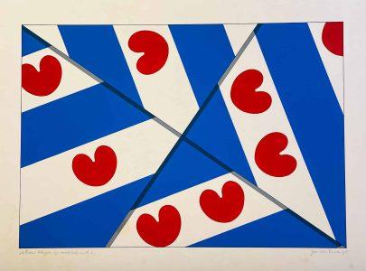 Jan van Tuinen - 4 Friese vlaggen op middelpunt ll