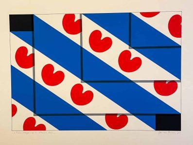 Jan van Tuinen - 4 Friese vlaggen op de blauwe baan