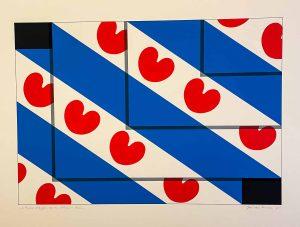 Jan van Tuinen - 4 Friese vlaggen op de blauwe baan